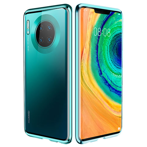 Coque Rebord Bumper Luxe Aluminum Metal Miroir 360 Degres Housse Etui Aimant pour Huawei Mate 30 5G Vert