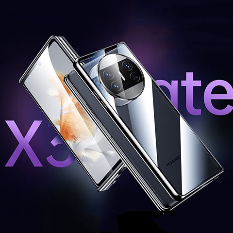 Coque Rebord Bumper Luxe Aluminum Metal Miroir 360 Degres Housse Etui Aimant pour Huawei Mate X5 Noir