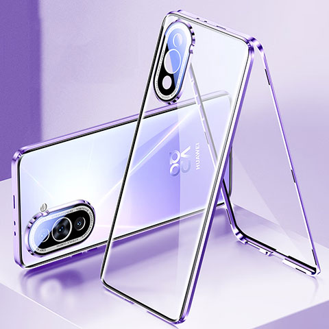 Coque Rebord Bumper Luxe Aluminum Metal Miroir 360 Degres Housse Etui Aimant pour Huawei Nova 10 Pro Violet