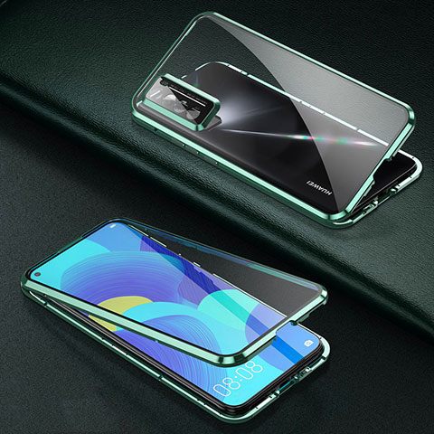 Coque Rebord Bumper Luxe Aluminum Metal Miroir 360 Degres Housse Etui Aimant pour Huawei Nova 7 5G Vert