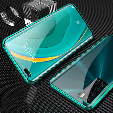 Coque Rebord Bumper Luxe Aluminum Metal Miroir 360 Degres Housse Etui Aimant pour Huawei Nova 7 Pro 5G Vert