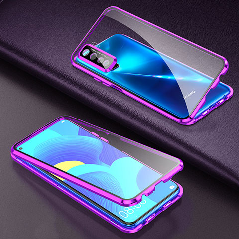 Coque Rebord Bumper Luxe Aluminum Metal Miroir 360 Degres Housse Etui Aimant pour Huawei Nova 7 SE 5G Violet