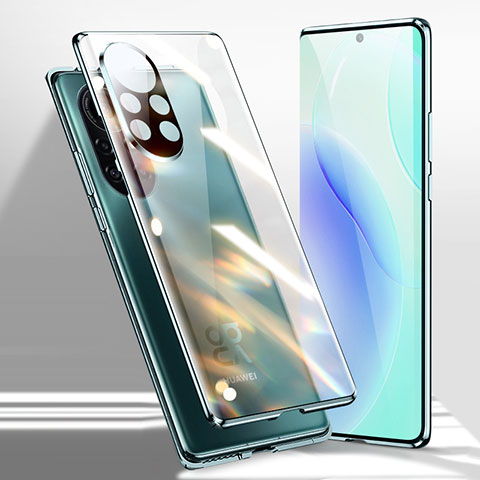 Coque Rebord Bumper Luxe Aluminum Metal Miroir 360 Degres Housse Etui Aimant pour Huawei Nova 8 5G Vert