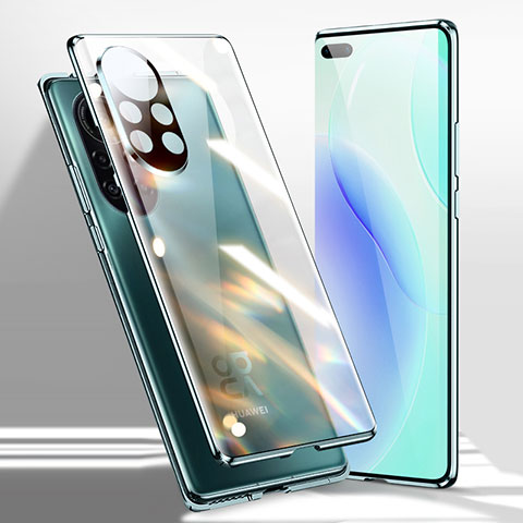 Coque Rebord Bumper Luxe Aluminum Metal Miroir 360 Degres Housse Etui Aimant pour Huawei Nova 8 Pro 5G Vert