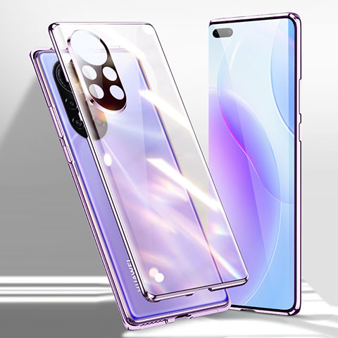 Coque Rebord Bumper Luxe Aluminum Metal Miroir 360 Degres Housse Etui Aimant pour Huawei Nova 8 Pro 5G Violet