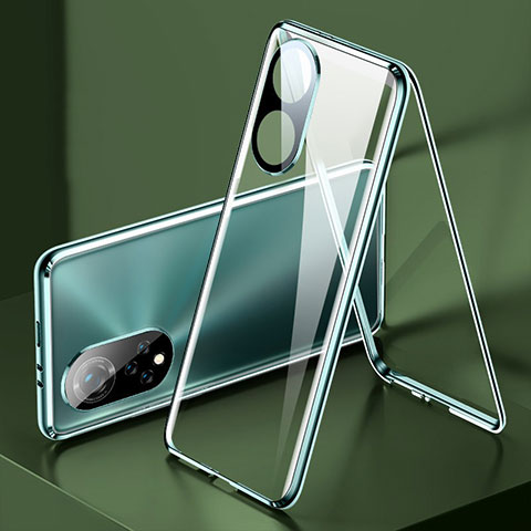 Coque Rebord Bumper Luxe Aluminum Metal Miroir 360 Degres Housse Etui Aimant pour Huawei Nova 9 Vert