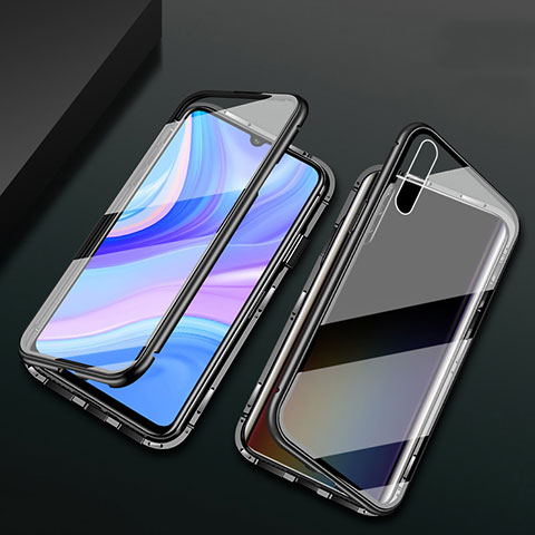 Coque Rebord Bumper Luxe Aluminum Metal Miroir 360 Degres Housse Etui Aimant pour Huawei P smart S Noir