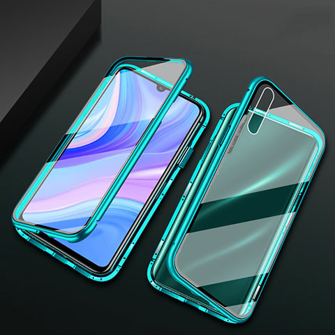 Coque Rebord Bumper Luxe Aluminum Metal Miroir 360 Degres Housse Etui Aimant pour Huawei P smart S Vert