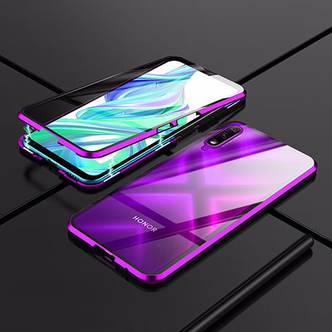 Coque Rebord Bumper Luxe Aluminum Metal Miroir 360 Degres Housse Etui Aimant pour Huawei P Smart Z (2019) Violet