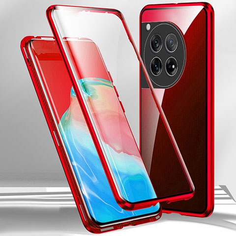 Coque Rebord Bumper Luxe Aluminum Metal Miroir 360 Degres Housse Etui Aimant pour OnePlus 12R 5G Rouge