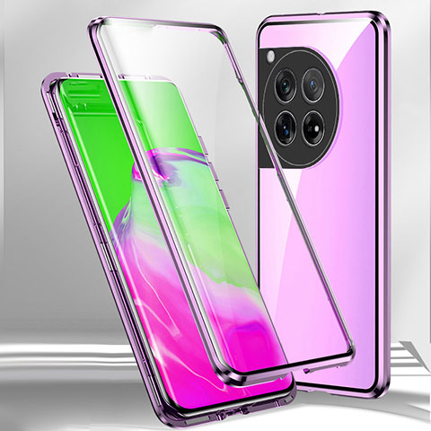 Coque Rebord Bumper Luxe Aluminum Metal Miroir 360 Degres Housse Etui Aimant pour OnePlus 12R 5G Violet