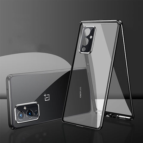 Coque Rebord Bumper Luxe Aluminum Metal Miroir 360 Degres Housse Etui Aimant pour OnePlus 9 5G Noir