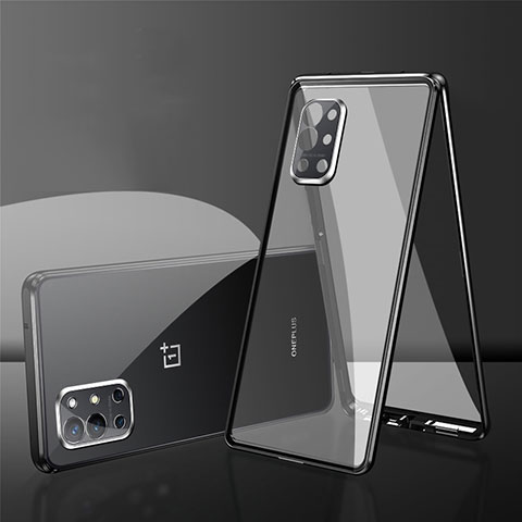 Coque Rebord Bumper Luxe Aluminum Metal Miroir 360 Degres Housse Etui Aimant pour OnePlus 9RT 5G Noir