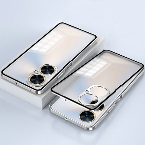 Coque Rebord Bumper Luxe Aluminum Metal Miroir 360 Degres Housse Etui Aimant pour OnePlus Nord CE 3 Lite 5G Argent