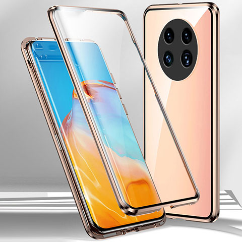 Coque Rebord Bumper Luxe Aluminum Metal Miroir 360 Degres Housse Etui Aimant pour Oppo A2 Pro 5G Or