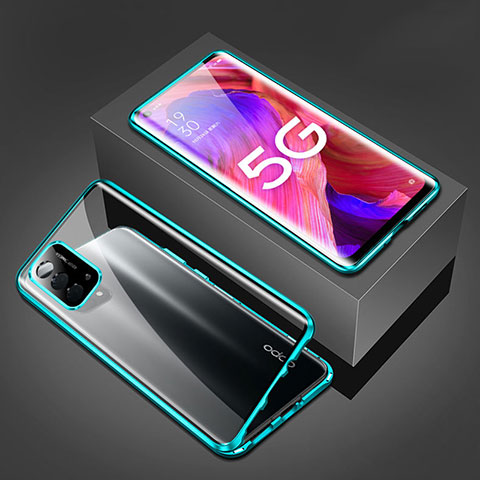 Coque Rebord Bumper Luxe Aluminum Metal Miroir 360 Degres Housse Etui Aimant pour Oppo A54 5G Vert