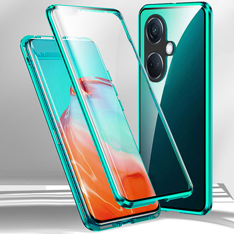 Coque Rebord Bumper Luxe Aluminum Metal Miroir 360 Degres Housse Etui Aimant pour Oppo K11 5G Vert