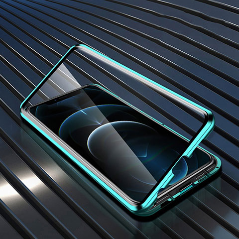 Coque Rebord Bumper Luxe Aluminum Metal Miroir 360 Degres Housse Etui Aimant pour Realme 9 4G Vert