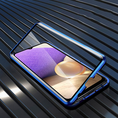 Coque Rebord Bumper Luxe Aluminum Metal Miroir 360 Degres Housse Etui Aimant pour Realme 9 5G Bleu