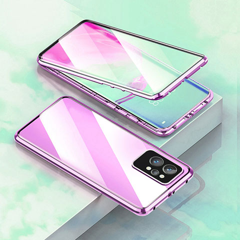 Coque Rebord Bumper Luxe Aluminum Metal Miroir 360 Degres Housse Etui Aimant pour Realme GT Neo 3T 5G Violet