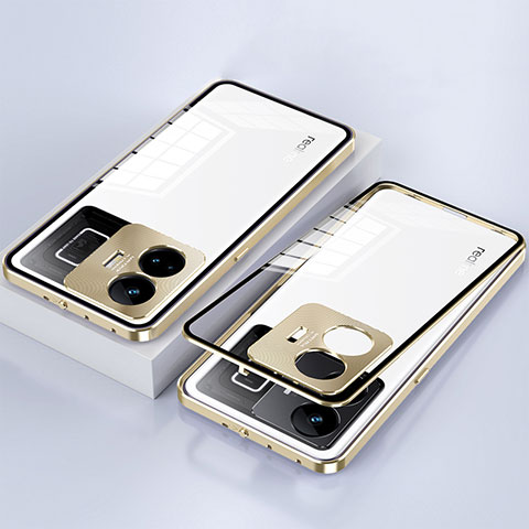 Coque Rebord Bumper Luxe Aluminum Metal Miroir 360 Degres Housse Etui Aimant pour Realme GT Neo6 5G Or