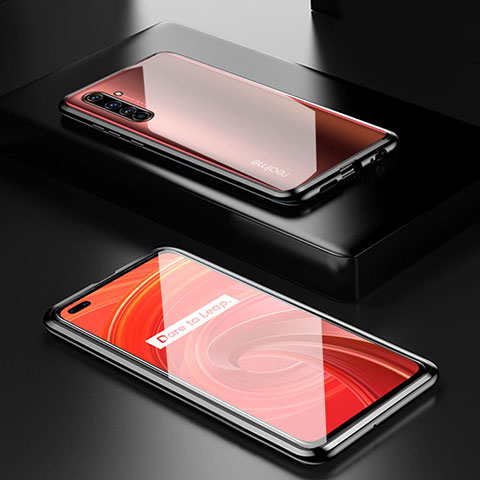 Coque Rebord Bumper Luxe Aluminum Metal Miroir 360 Degres Housse Etui Aimant pour Realme X50 Pro 5G Noir