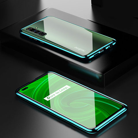 Coque Rebord Bumper Luxe Aluminum Metal Miroir 360 Degres Housse Etui Aimant pour Realme X50 Pro 5G Vert