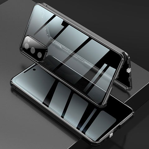 Coque Rebord Bumper Luxe Aluminum Metal Miroir 360 Degres Housse Etui Aimant pour Samsung Galaxy S20 FE (2022) 5G Noir