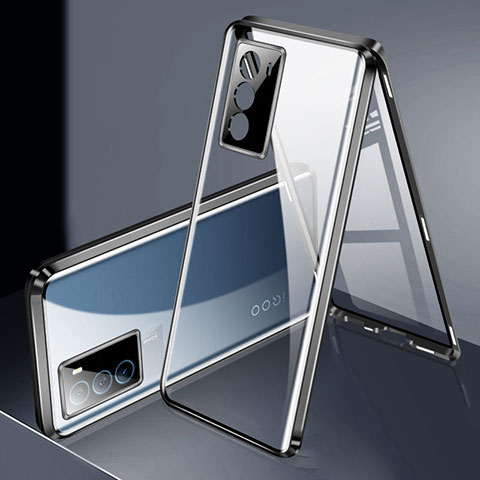 Coque Rebord Bumper Luxe Aluminum Metal Miroir 360 Degres Housse Etui Aimant pour Vivo iQOO Neo5 SE 5G Noir