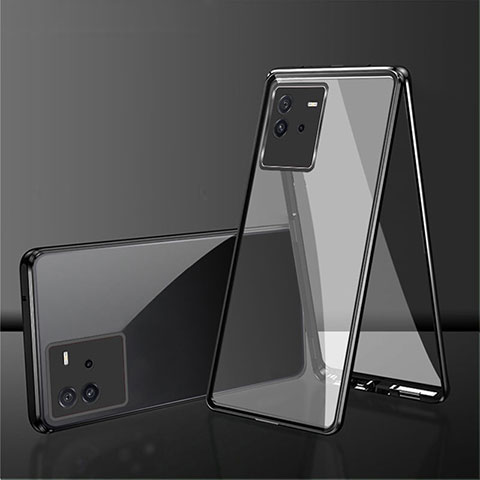 Coque Rebord Bumper Luxe Aluminum Metal Miroir 360 Degres Housse Etui Aimant pour Vivo iQOO Neo6 5G Noir