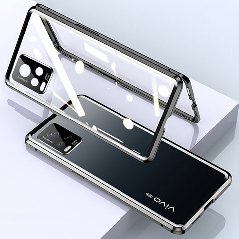 Coque Rebord Bumper Luxe Aluminum Metal Miroir 360 Degres Housse Etui Aimant pour Vivo V20 Pro 5G Noir