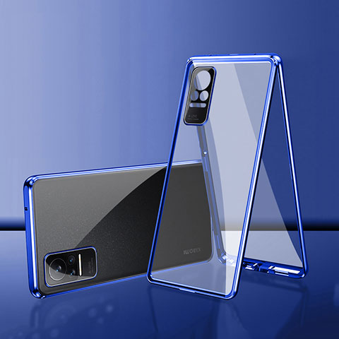 Coque Rebord Bumper Luxe Aluminum Metal Miroir 360 Degres Housse Etui Aimant pour Xiaomi Civi 1S 5G Bleu