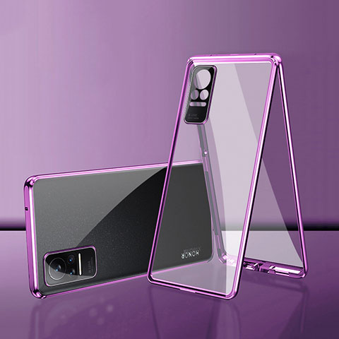 Coque Rebord Bumper Luxe Aluminum Metal Miroir 360 Degres Housse Etui Aimant pour Xiaomi Civi 1S 5G Violet