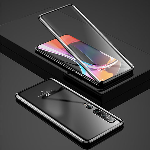 Coque Rebord Bumper Luxe Aluminum Metal Miroir 360 Degres Housse Etui Aimant pour Xiaomi Mi 10 Noir