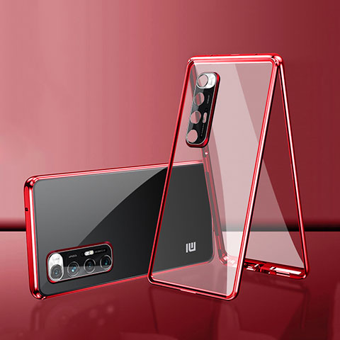 Coque Rebord Bumper Luxe Aluminum Metal Miroir 360 Degres Housse Etui Aimant pour Xiaomi Mi 10S 5G Rouge