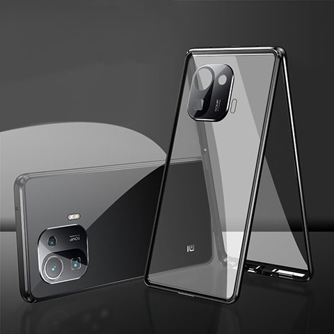 Coque Rebord Bumper Luxe Aluminum Metal Miroir 360 Degres Housse Etui Aimant pour Xiaomi Mi 11 Pro 5G Noir