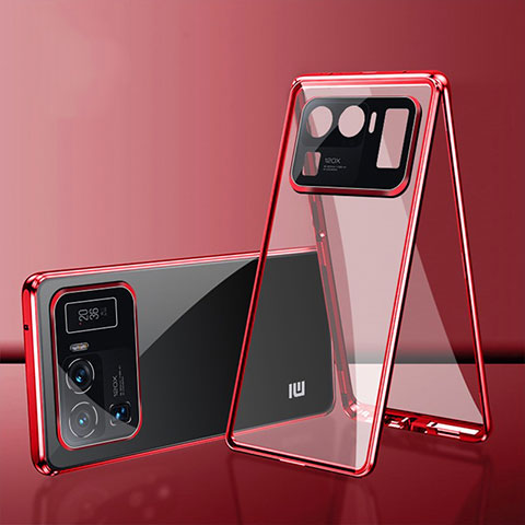 Coque Rebord Bumper Luxe Aluminum Metal Miroir 360 Degres Housse Etui Aimant pour Xiaomi Mi 11 Ultra 5G Rouge