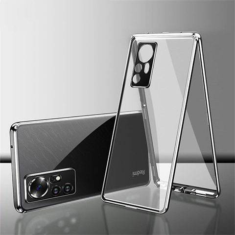 Coque Rebord Bumper Luxe Aluminum Metal Miroir 360 Degres Housse Etui Aimant pour Xiaomi Mi 12S 5G Argent