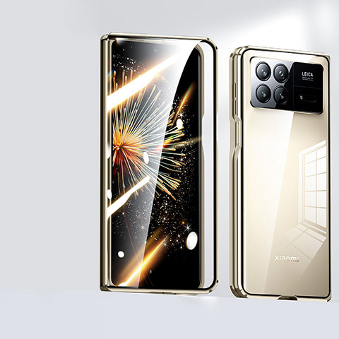 Coque Rebord Bumper Luxe Aluminum Metal Miroir 360 Degres Housse Etui Aimant pour Xiaomi Mix Fold 3 5G Or