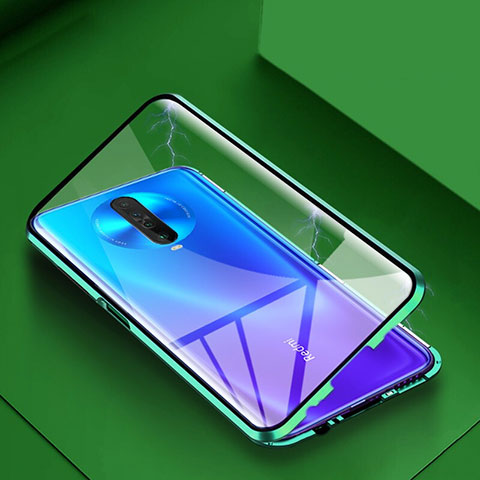 Coque Rebord Bumper Luxe Aluminum Metal Miroir 360 Degres Housse Etui Aimant pour Xiaomi Poco X2 Vert