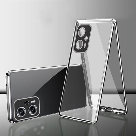 Coque Rebord Bumper Luxe Aluminum Metal Miroir 360 Degres Housse Etui Aimant pour Xiaomi Poco X4 GT 5G Argent