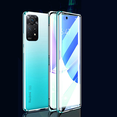 Coque Rebord Bumper Luxe Aluminum Metal Miroir 360 Degres Housse Etui Aimant pour Xiaomi Poco X4 Pro 5G Vert