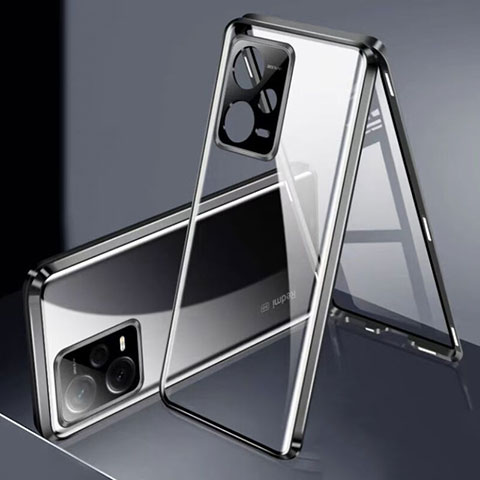 Coque Rebord Bumper Luxe Aluminum Metal Miroir 360 Degres Housse Etui Aimant pour Xiaomi Poco X5 5G Noir