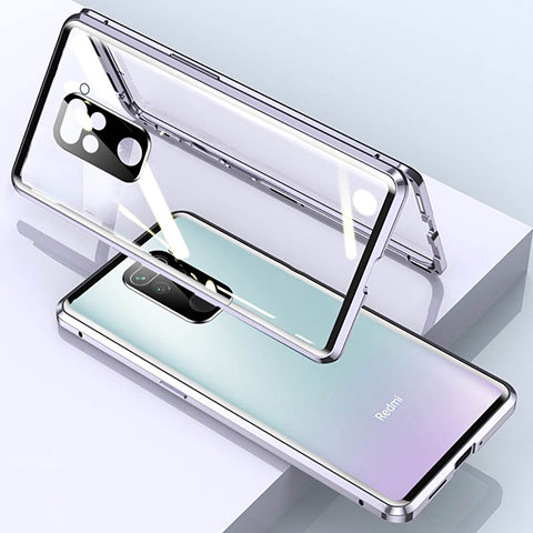 Coque Rebord Bumper Luxe Aluminum Metal Miroir 360 Degres Housse Etui Aimant pour Xiaomi Redmi 10X 4G Argent