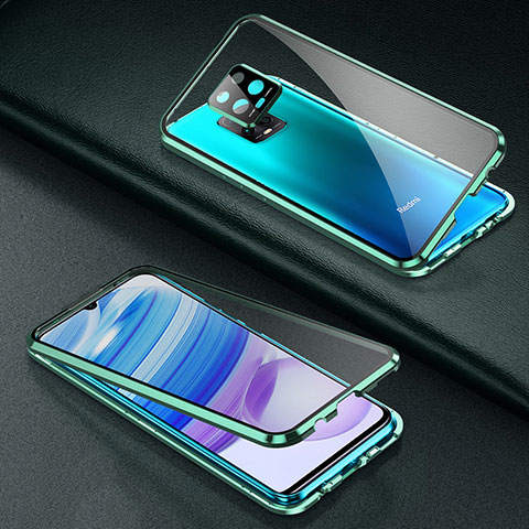 Coque Rebord Bumper Luxe Aluminum Metal Miroir 360 Degres Housse Etui Aimant pour Xiaomi Redmi 10X Pro 5G Vert