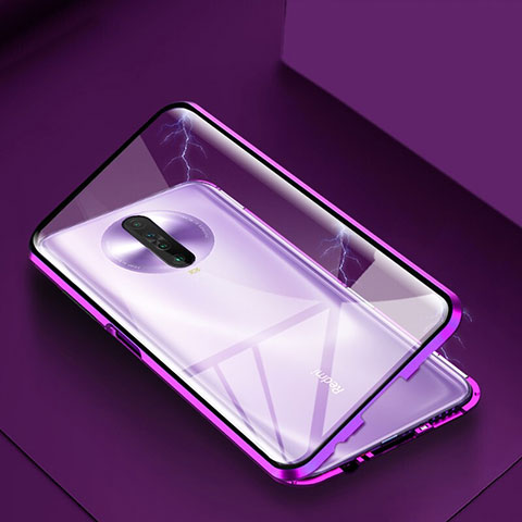 Coque Rebord Bumper Luxe Aluminum Metal Miroir 360 Degres Housse Etui Aimant pour Xiaomi Redmi K30i 5G Violet
