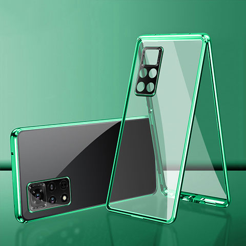 Coque Rebord Bumper Luxe Aluminum Metal Miroir 360 Degres Housse Etui Aimant pour Xiaomi Redmi Note 11 Pro 5G Vert