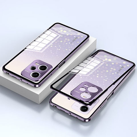 Coque Rebord Bumper Luxe Aluminum Metal Miroir 360 Degres Housse Etui Aimant pour Xiaomi Redmi Note 12 Pro+ Plus 5G Violet