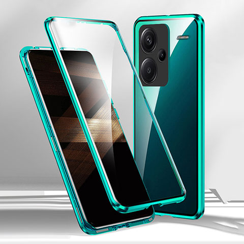 Coque Rebord Bumper Luxe Aluminum Metal Miroir 360 Degres Housse Etui Aimant pour Xiaomi Redmi Note 13 Pro+ Plus 5G Vert