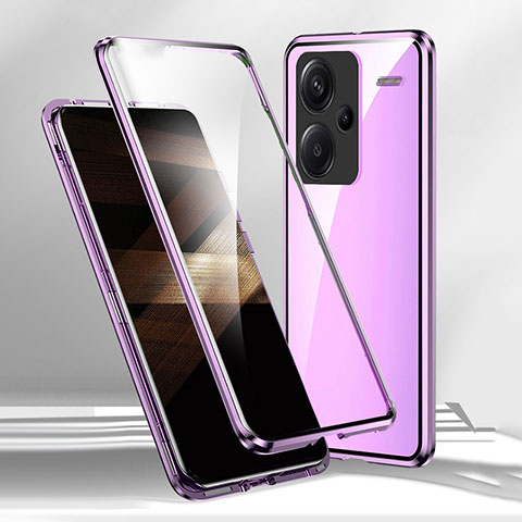 Coque Rebord Bumper Luxe Aluminum Metal Miroir 360 Degres Housse Etui Aimant pour Xiaomi Redmi Note 13 Pro+ Plus 5G Violet